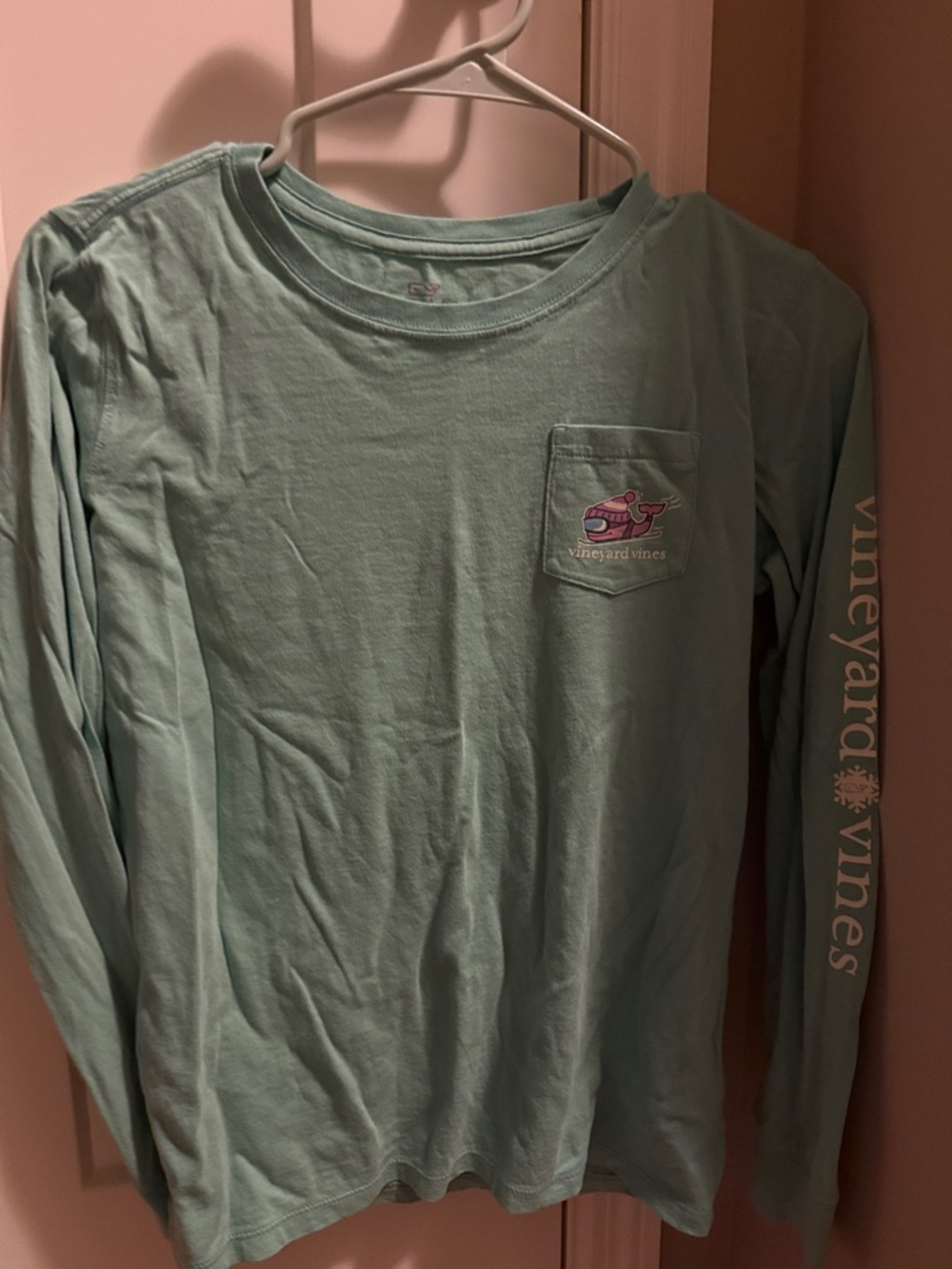 Vineyard Vines Mint Green Long Sleeve Pocket Tee
